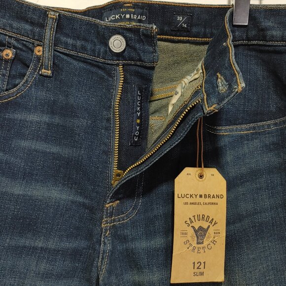 Lucky Brand 121 Slim POMPONIO BEACH Men's Jeans Size 33 x 34 NEW - Picture 4 of 11